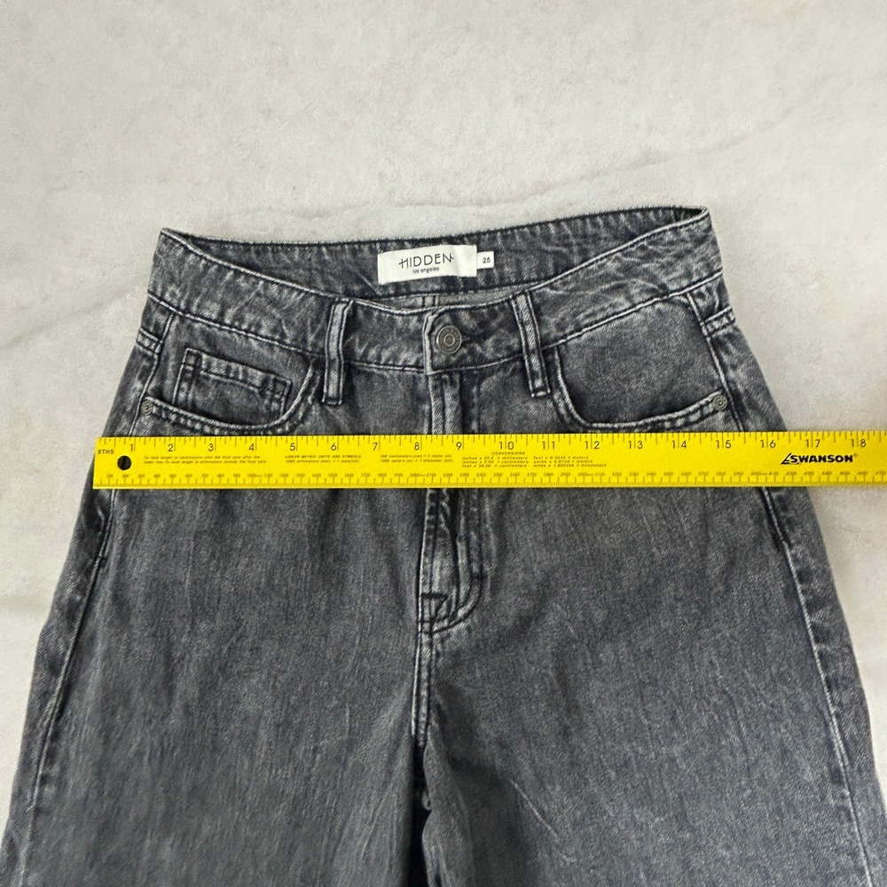 Hidden Los Angeles Jeans Womens 25‎ Washed Black Wide Leg Raw Hem Soft Cotton - Picture 10 of 16